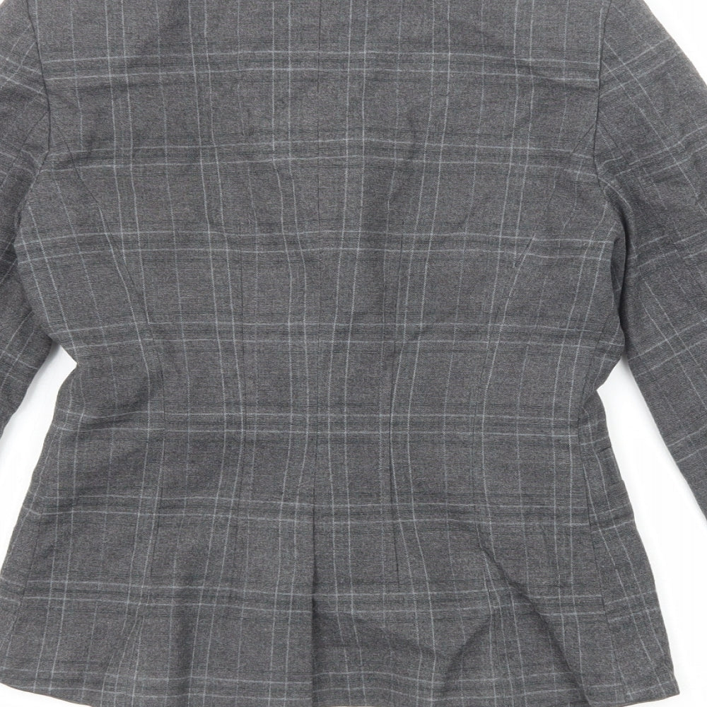 NEXT Womens Grey Plaid Polyester Jacket Blazer Size 6