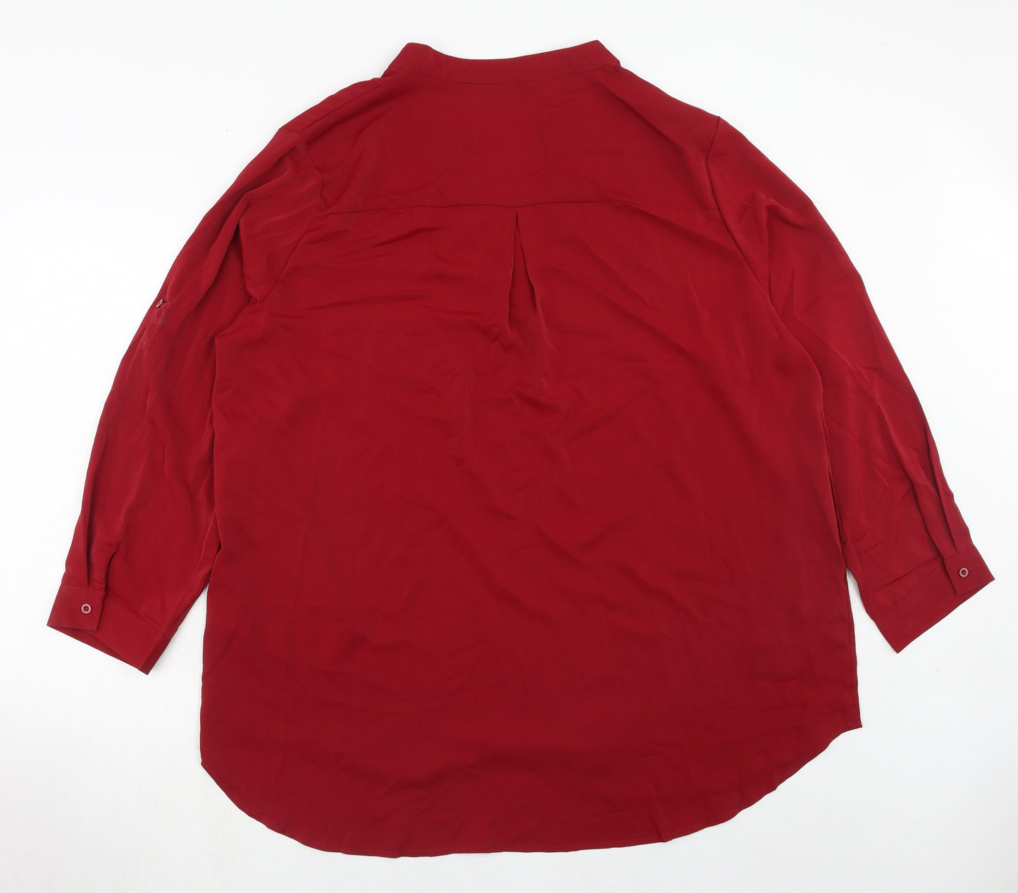 Zanzea Womens Red Polyester Basic Blouse Size 2XL V-Neck