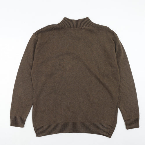 Carabou Mens Brown Round Neck Acrylic Pullover Jumper Size XL Long Sleeve