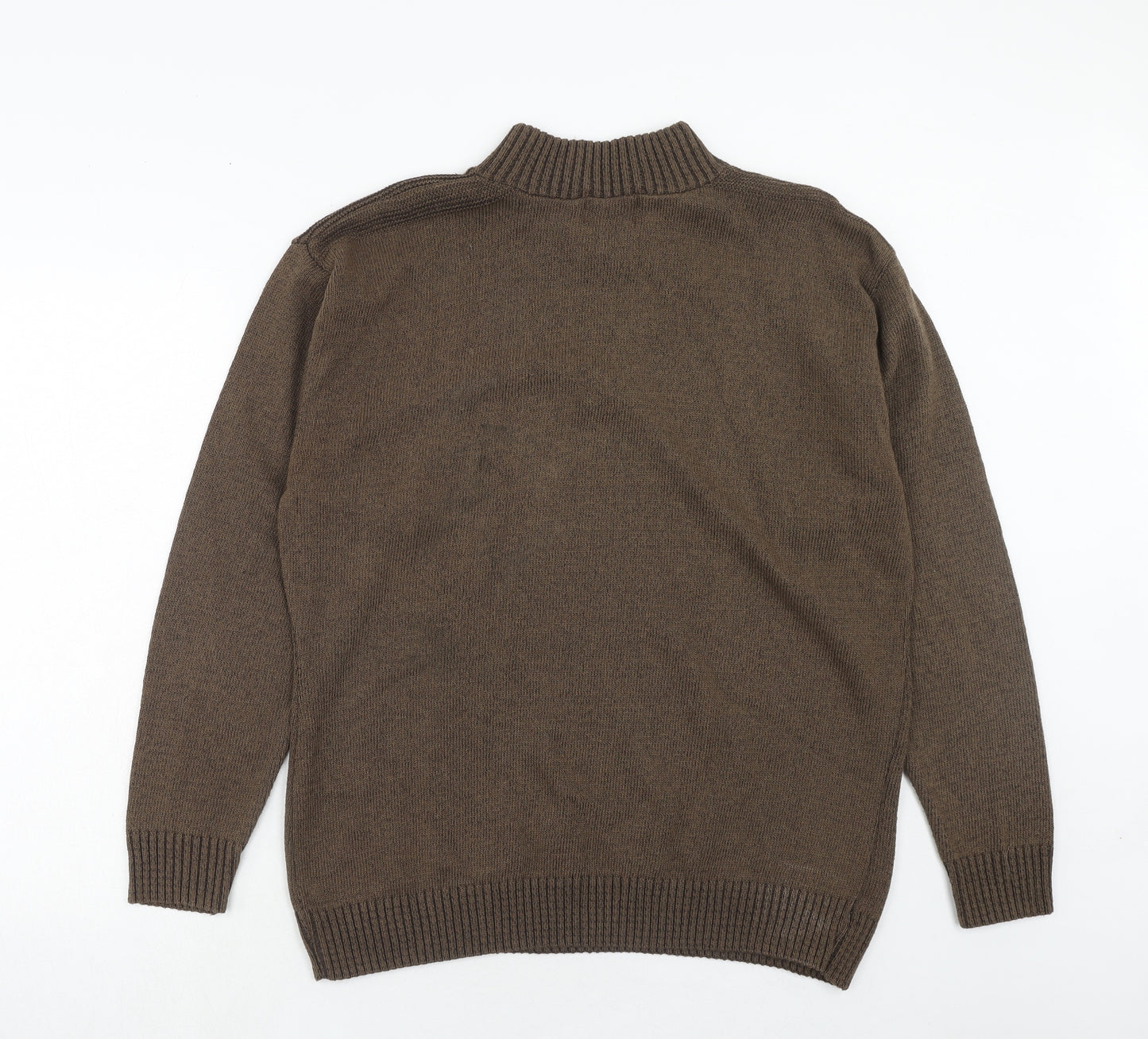 Carabou Mens Brown Round Neck Acrylic Pullover Jumper Size XL Long Sleeve