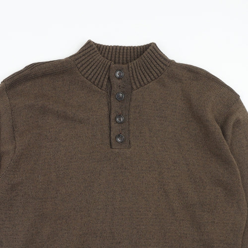 Carabou Mens Brown Round Neck Acrylic Pullover Jumper Size XL Long Sleeve