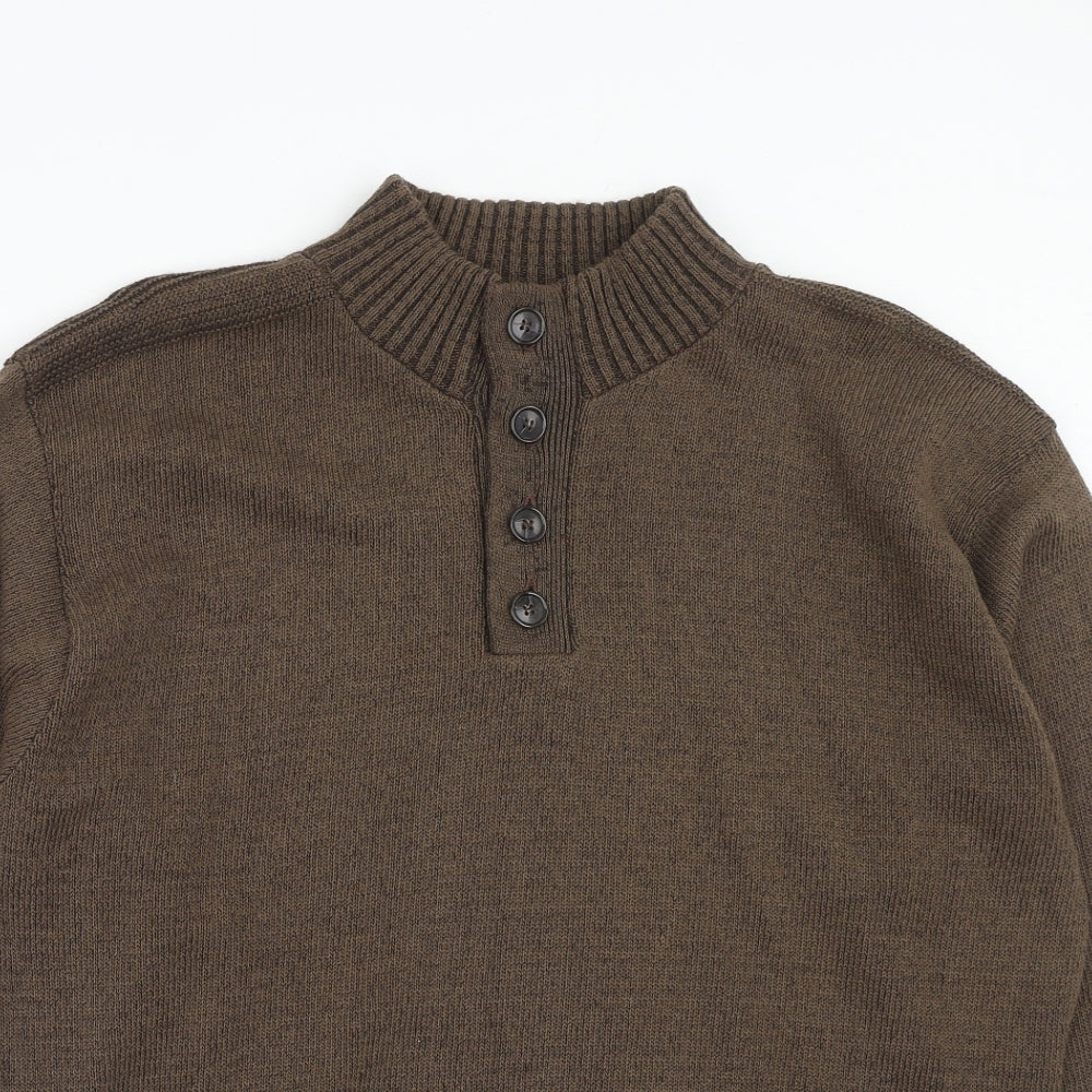Carabou Mens Brown Round Neck Acrylic Pullover Jumper Size XL Long Sleeve