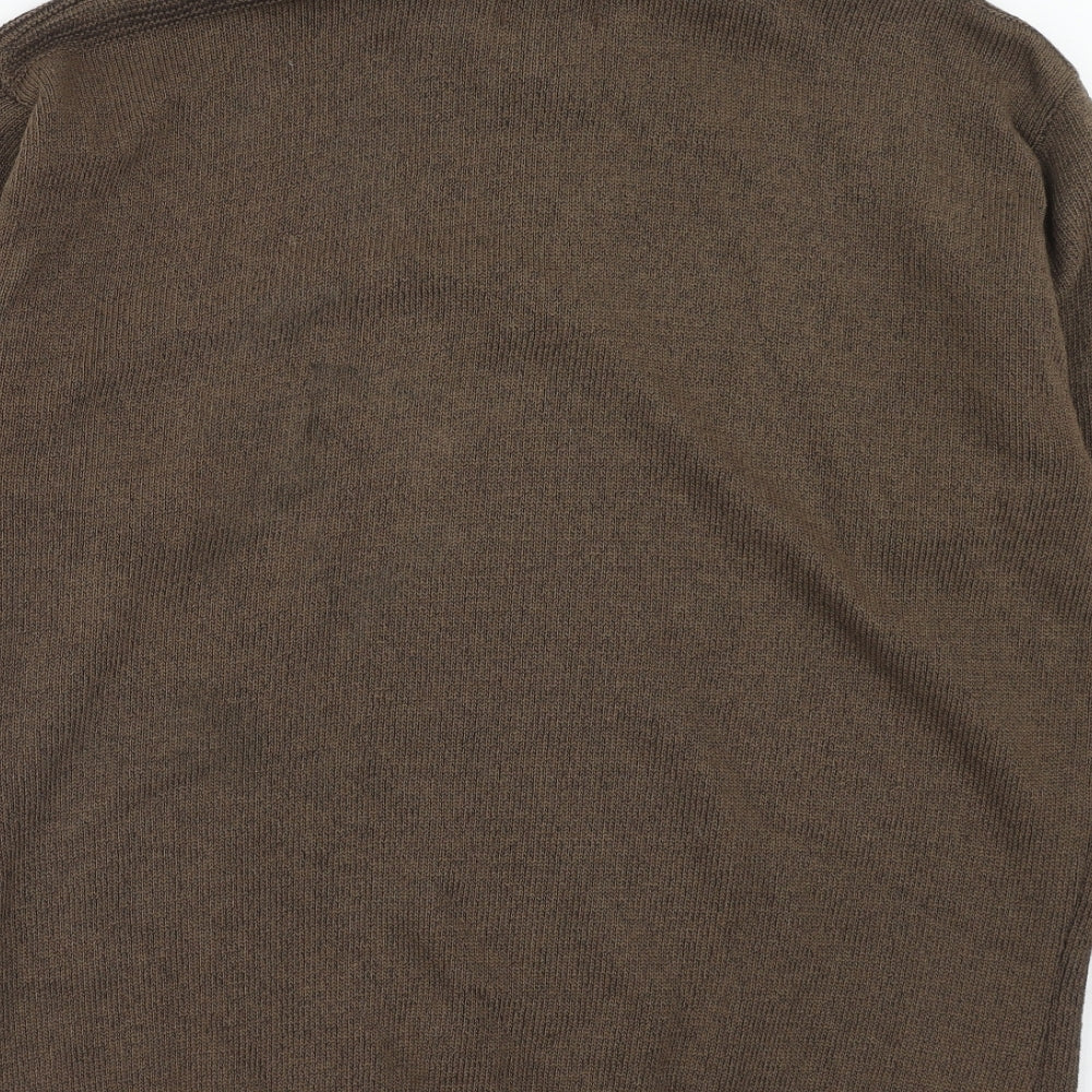Carabou Mens Brown Round Neck Acrylic Pullover Jumper Size XL Long Sleeve