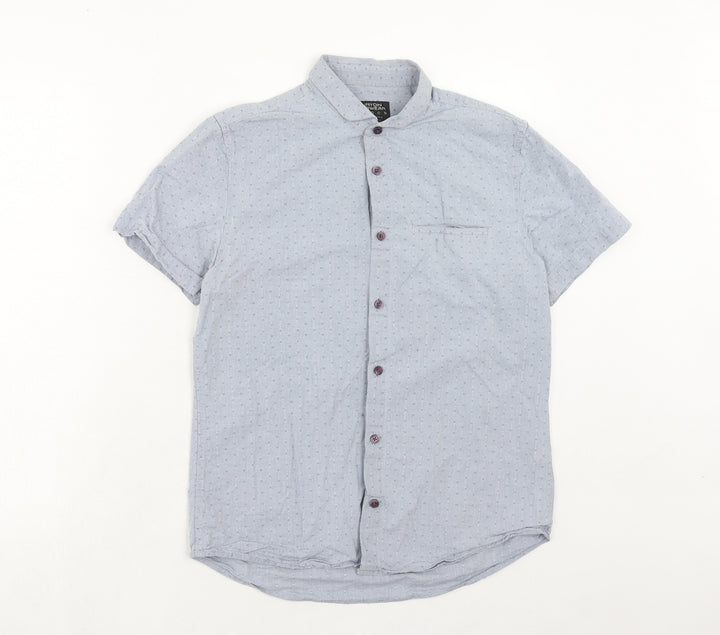 Burton Mens Blue Geometric Cotton Button-Up Size M Collared Button