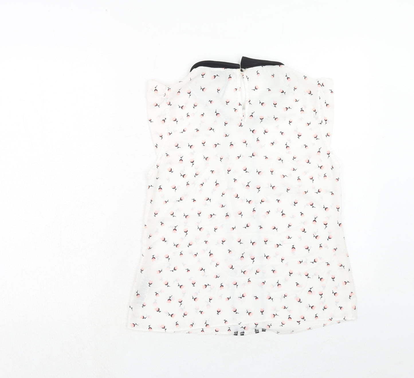Billie & Blossom Womens White Floral Polyester Basic Blouse Size 12 Collared