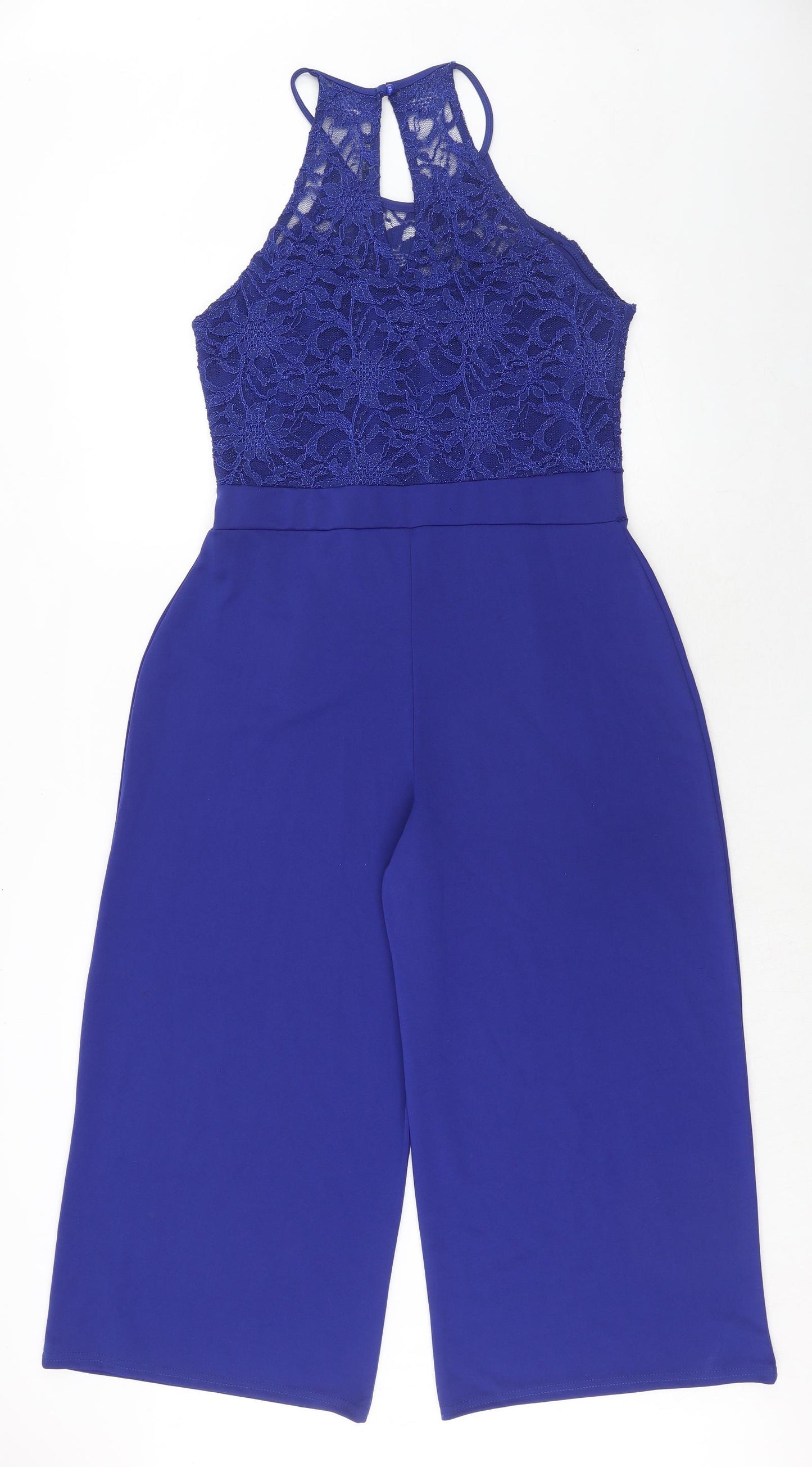 Quiz Womens Blue Polyester Jumpsuit One-Piece Size 16 Button - Lace Details