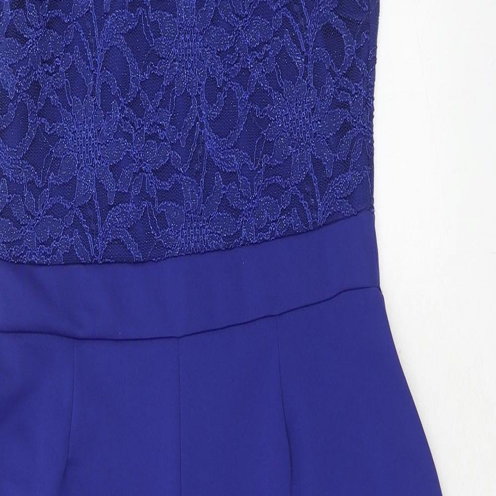 Quiz Womens Blue Polyester Jumpsuit One-Piece Size 16 Button - Lace Details