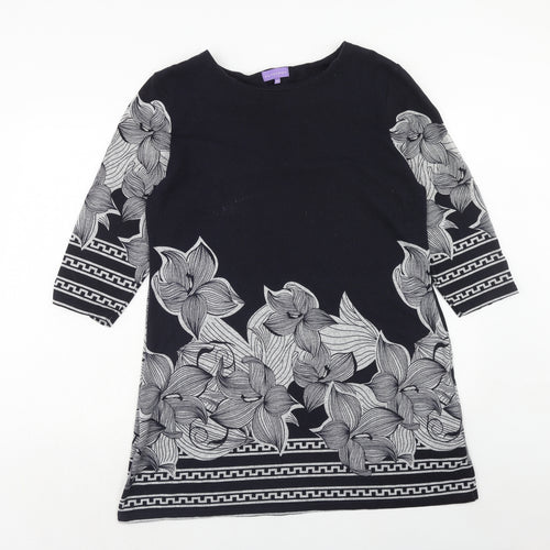 Autonomy Womens Blue Floral Polyester A-Line Size 12 Round Neck Pullover
