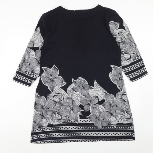 Autonomy Womens Blue Floral Polyester A-Line Size 12 Round Neck Pullover