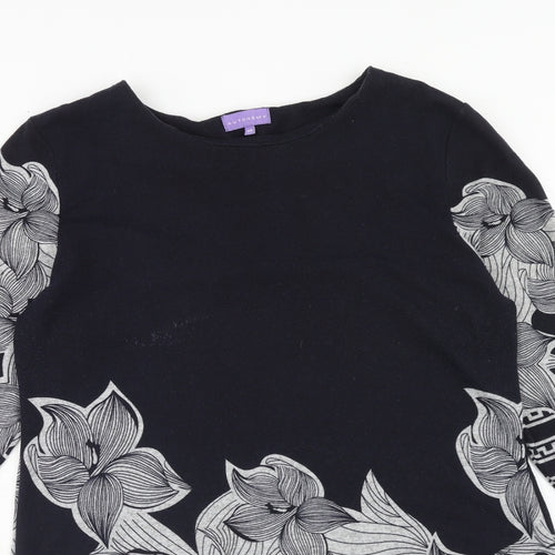 Autonomy Womens Blue Floral Polyester A-Line Size 12 Round Neck Pullover