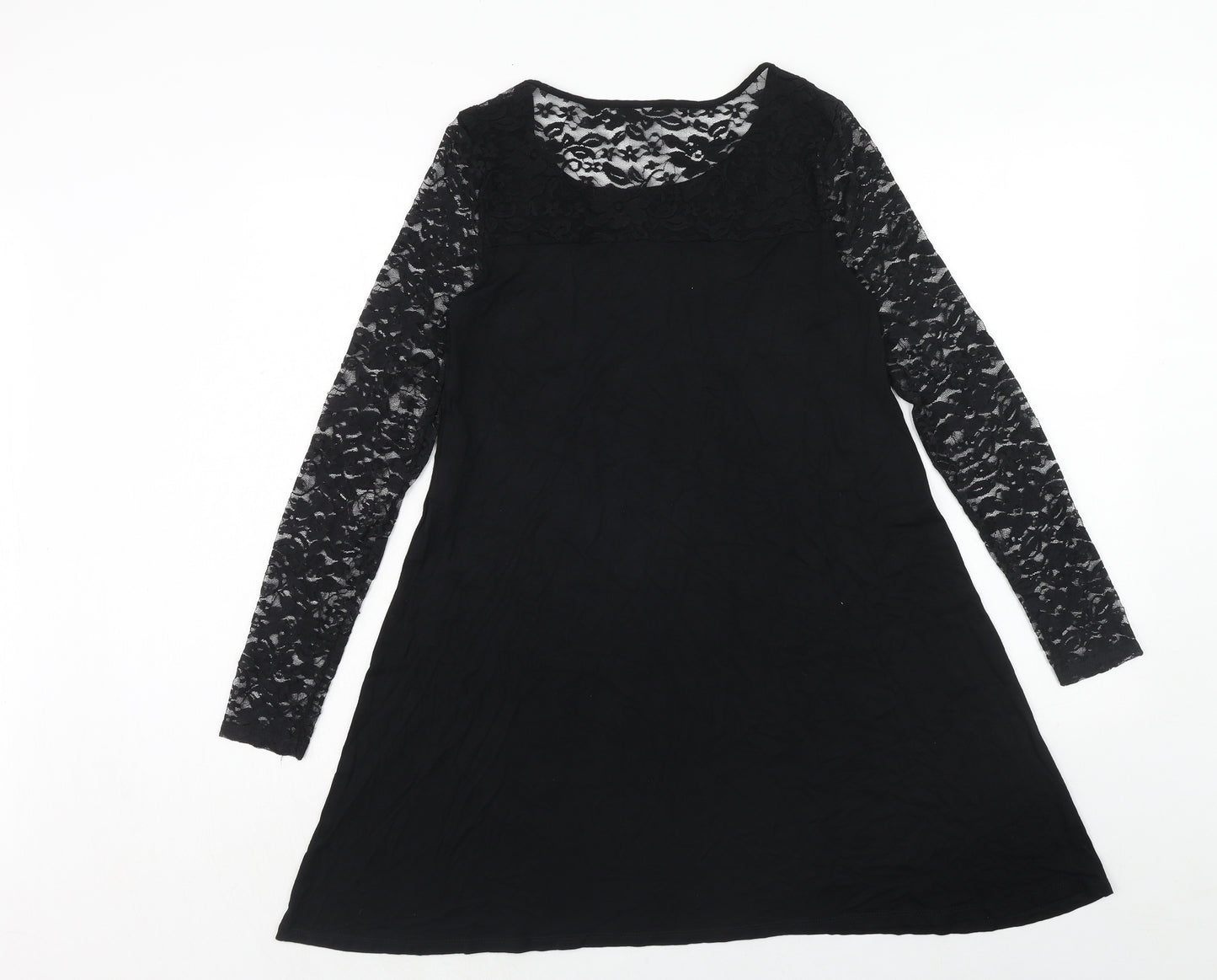 VERO MODA Womens Black Floral Viscose Trapeze & Swing Size XS Round Neck Pullover