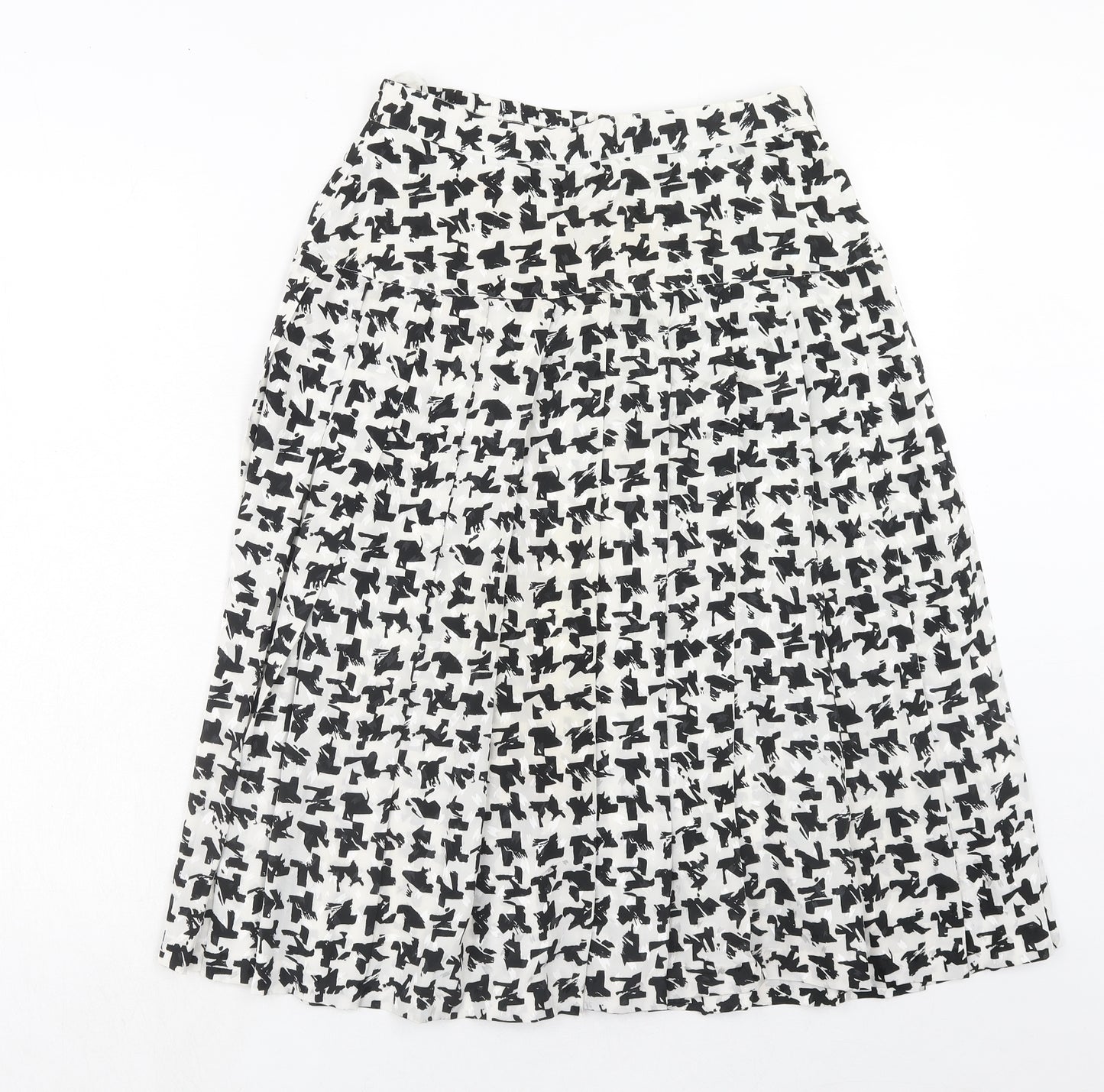 Tricoville Womens White Geometric Polyester Swing Skirt Size 12 Zip