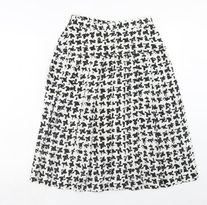 Tricoville Womens White Geometric Polyester Swing Skirt Size 12 Zip