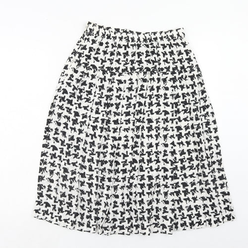 Tricoville Womens White Geometric Polyester Swing Skirt Size 12 Zip