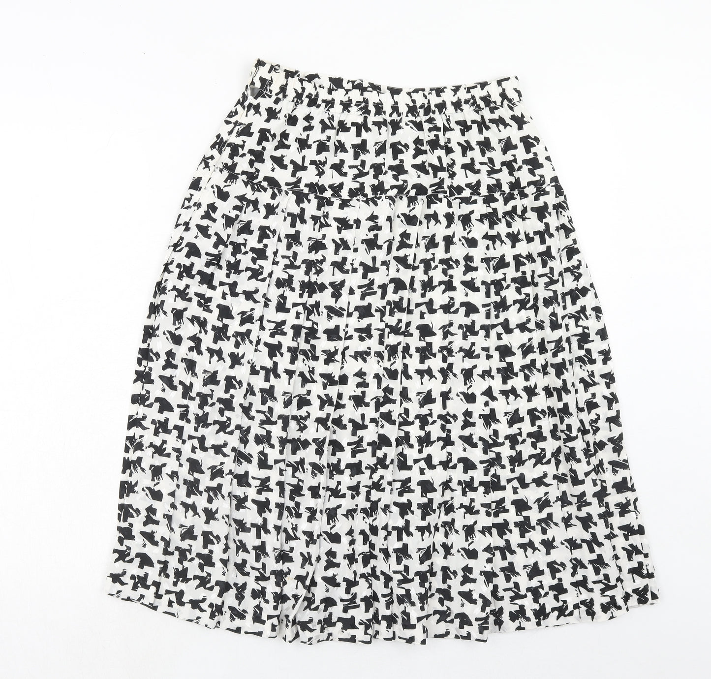 Tricoville Womens White Geometric Polyester Swing Skirt Size 12 Zip