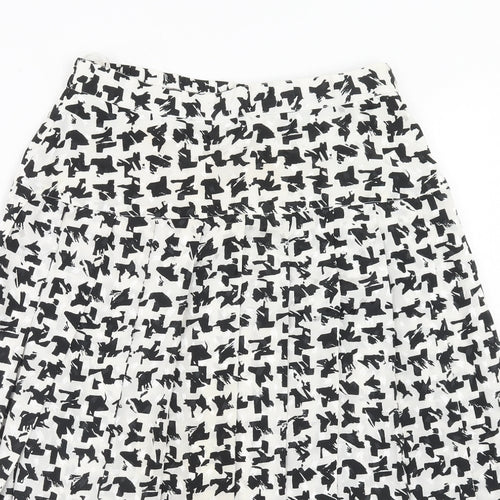 Tricoville Womens White Geometric Polyester Swing Skirt Size 12 Zip