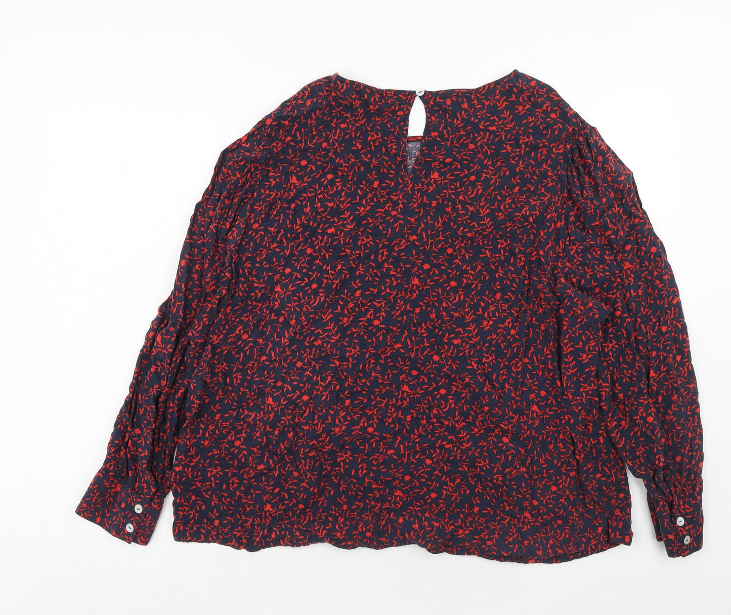 Marks and Spencer Womens Blue Geometric Viscose Basic Blouse Size 12 Round Neck