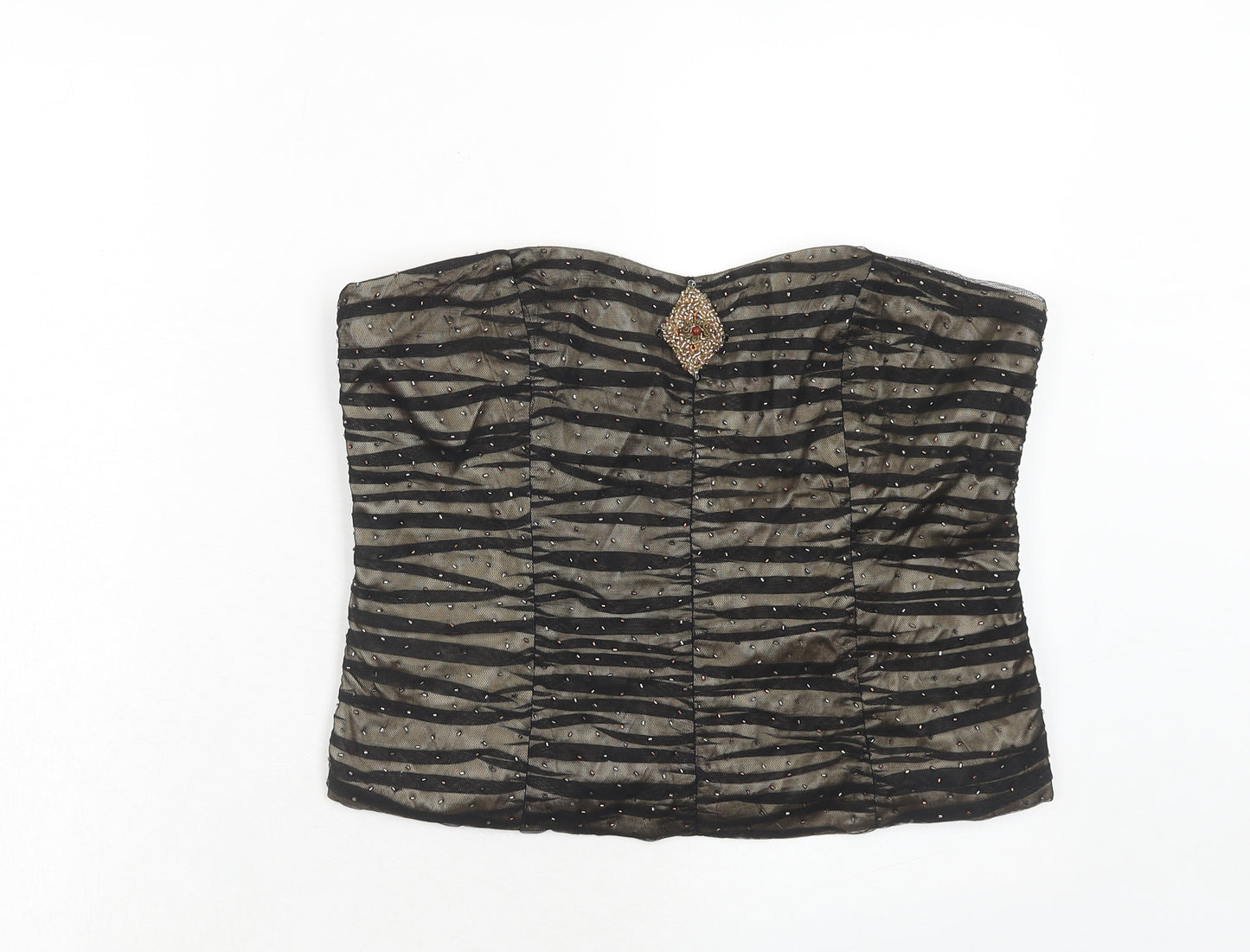 Kaliko Womens Black Polyester Cropped Tank Size 16 Off the Shoulder