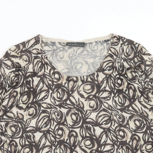 Alex & Co. Womens Brown Scoop Neck Geometric Viscose Pullover Jumper Size 10