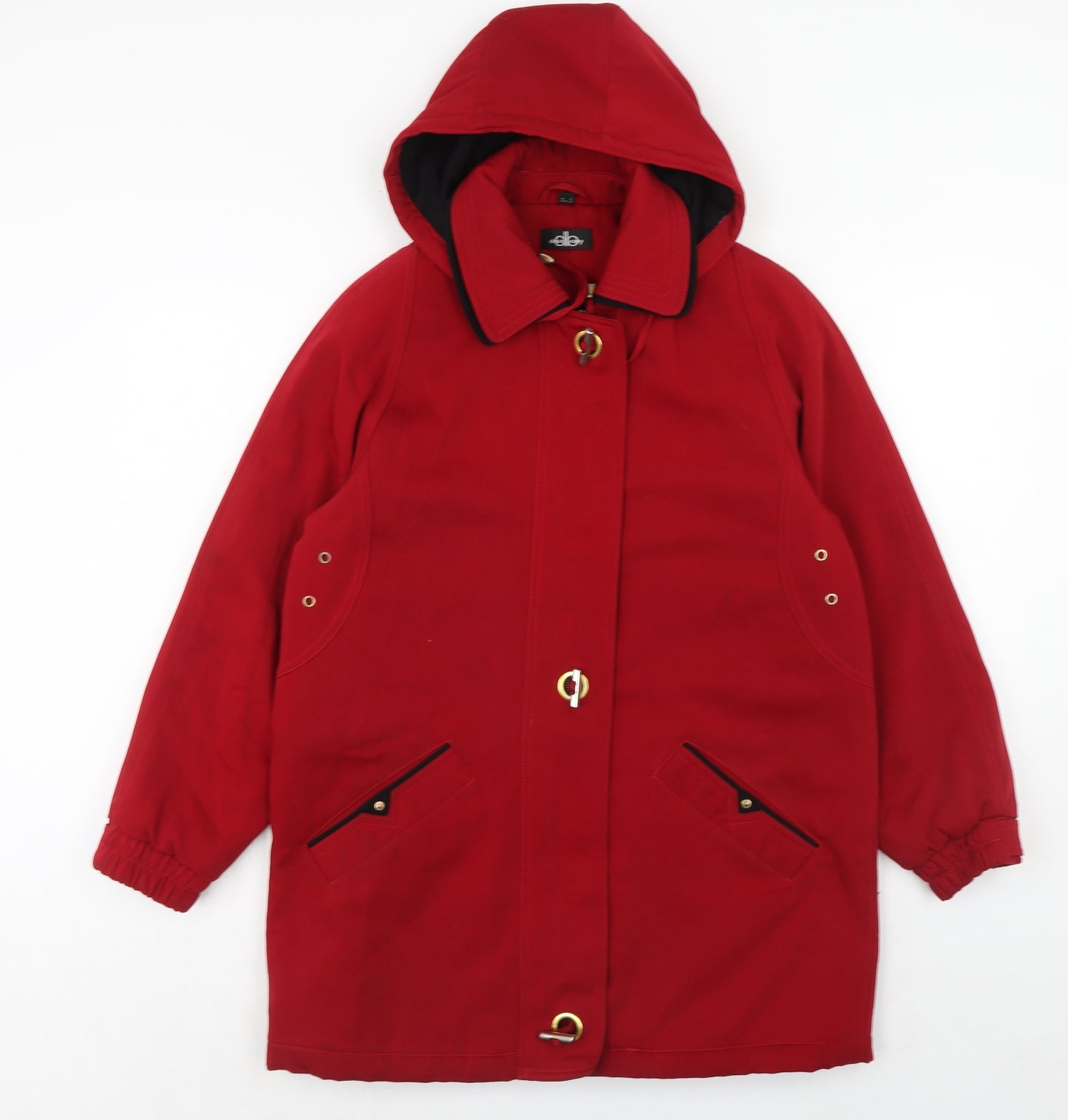 David Parry Womens Red Parka Coat Size 12 Zip