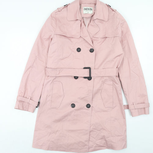 Zac & Zoe Womens Pink Trench Coat Coat Size XL Button