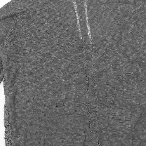 River Island Womens Grey Scoop Neck Cotton Pullover Jumper Size 16