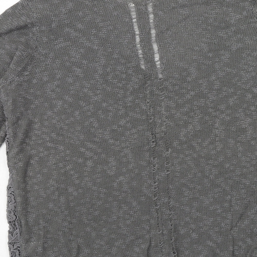River Island Womens Grey Scoop Neck Cotton Pullover Jumper Size 16