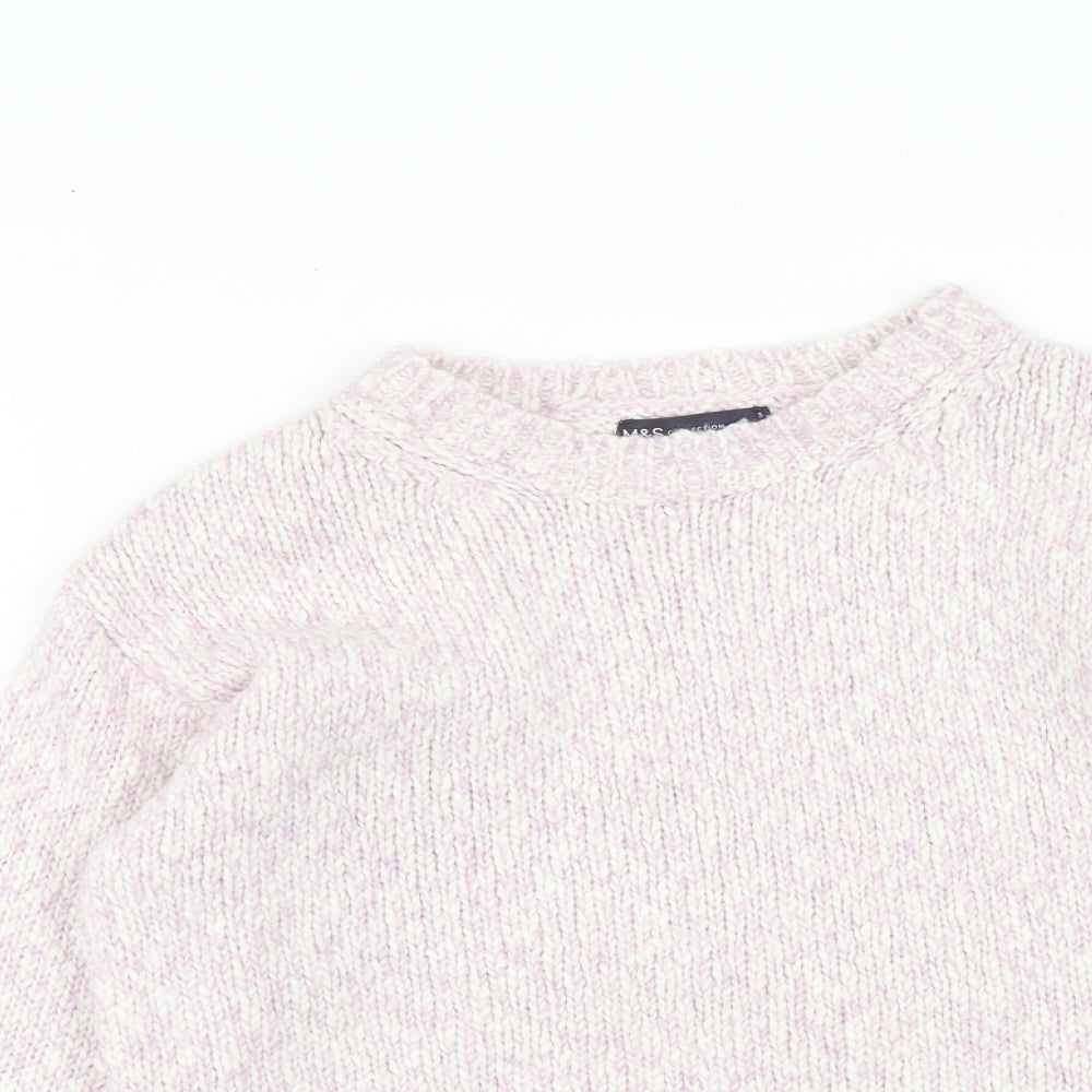 Marks and Spencer Womens Pink Round Neck Polyester Pullover Jumper Size S