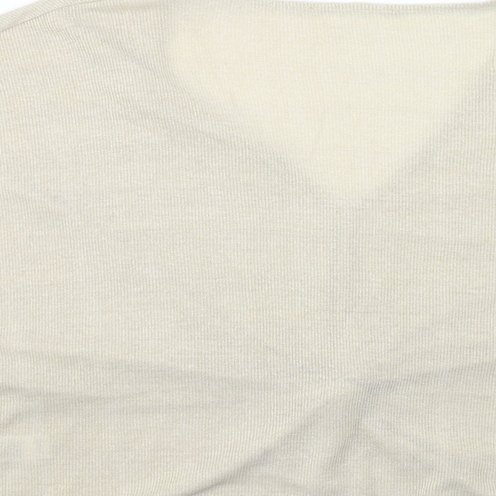 Marks and Spencer Womens Gold Viscose Basic T-Shirt Size 24 V-Neck