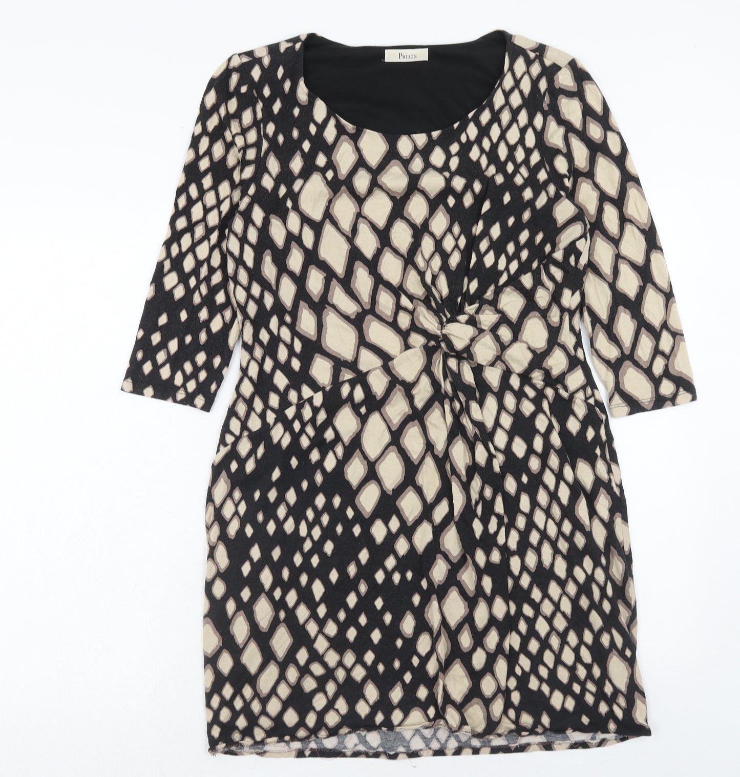 Precis Womens Brown Geometric Viscose A-Line Size 14 Round Neck Pullover