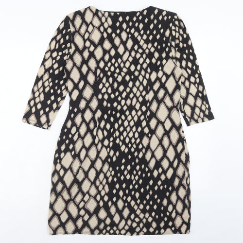 Precis Womens Brown Geometric Viscose A-Line Size 14 Round Neck Pullover