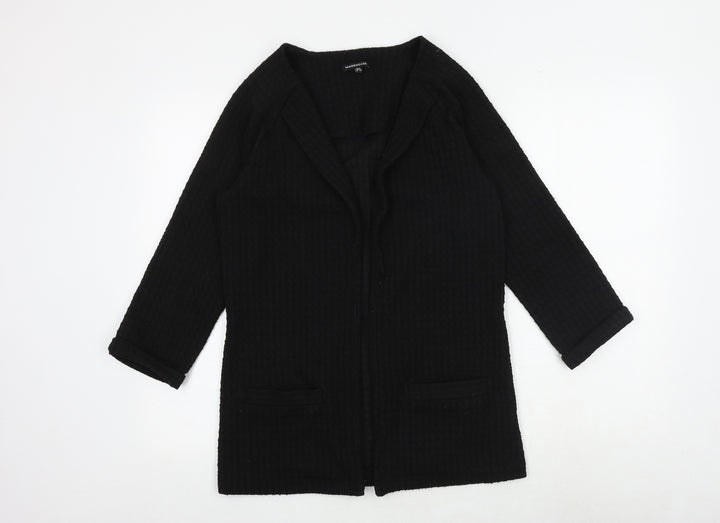 Warehouse Womens Black V-Neck Polyester Cardigan Jumper Size 6