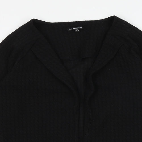 Warehouse Womens Black V-Neck Polyester Cardigan Jumper Size 6