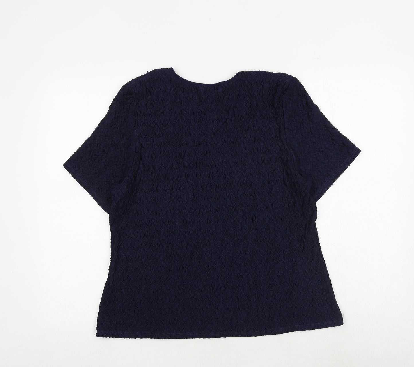 Saloos Womens Blue Polyester Basic T-Shirt Size XL Round Neck