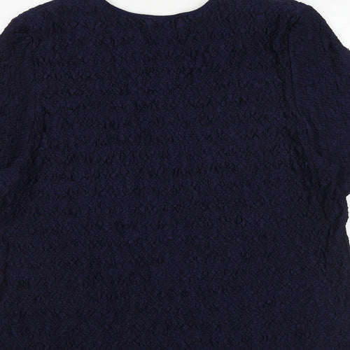 Saloos Womens Blue Polyester Basic T-Shirt Size XL Round Neck