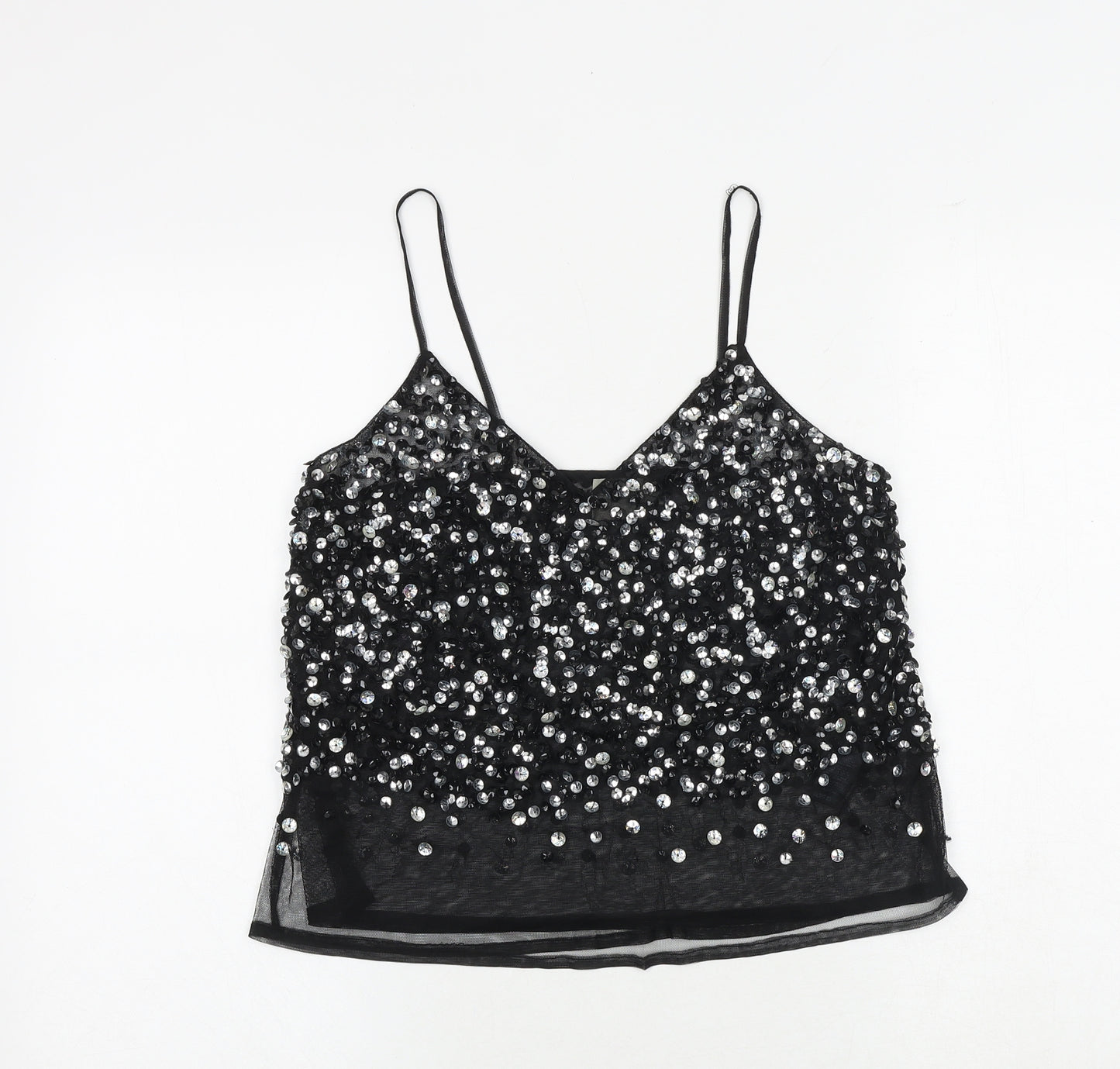 ASOS Womens Black Polyester Basic Tank Size 6 V-Neck