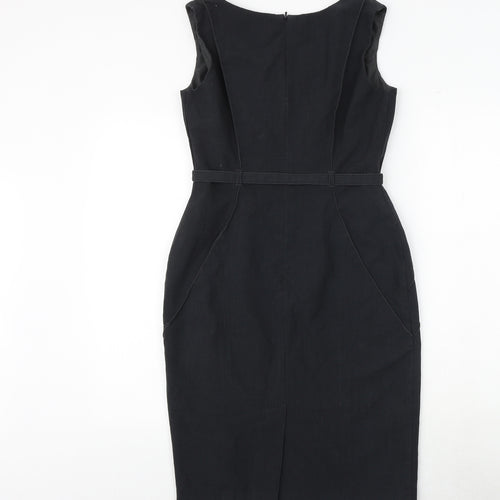 Marks and Spencer Womens Grey Polyester Shift Size 10 Square Neck Buckle