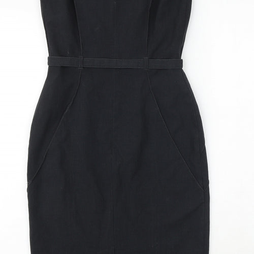 Marks and Spencer Womens Grey Polyester Shift Size 10 Square Neck Buckle