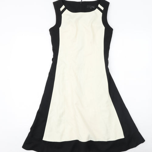NEXT Womens Black Polyester A-Line Size 6 Round Neck Zip