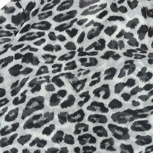 Pretty Lavish Womens Black Animal Print Polyester Basic Button-Up Size S Collared - Leopard Print