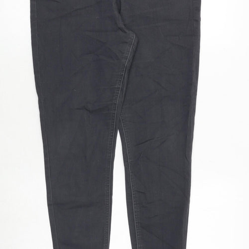 Marks and Spencer Womens Grey Cotton Skinny Jeans Size 14 Regular Zip