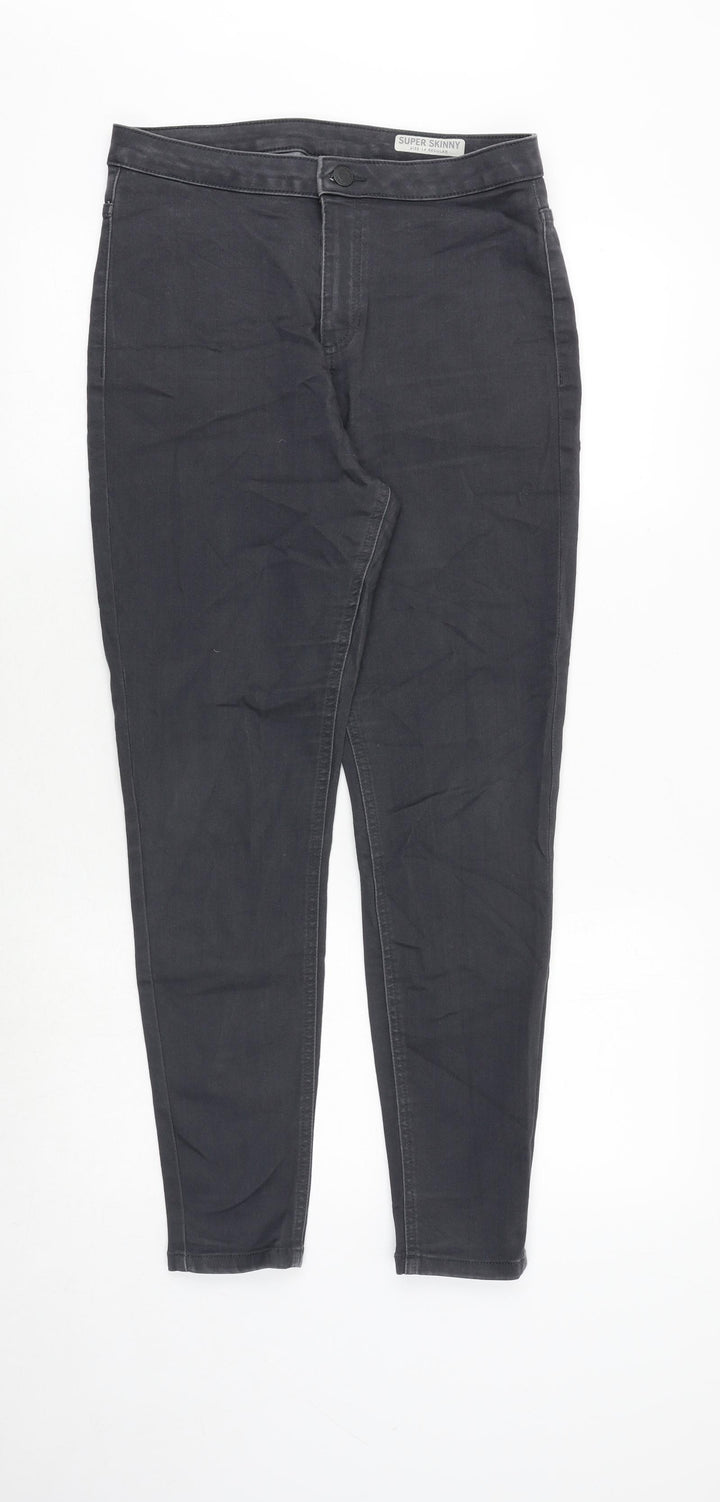 Marks and Spencer Womens Grey Cotton Skinny Jeans Size 14 Regular Zip