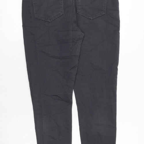 Marks and Spencer Womens Grey Cotton Skinny Jeans Size 14 Regular Zip