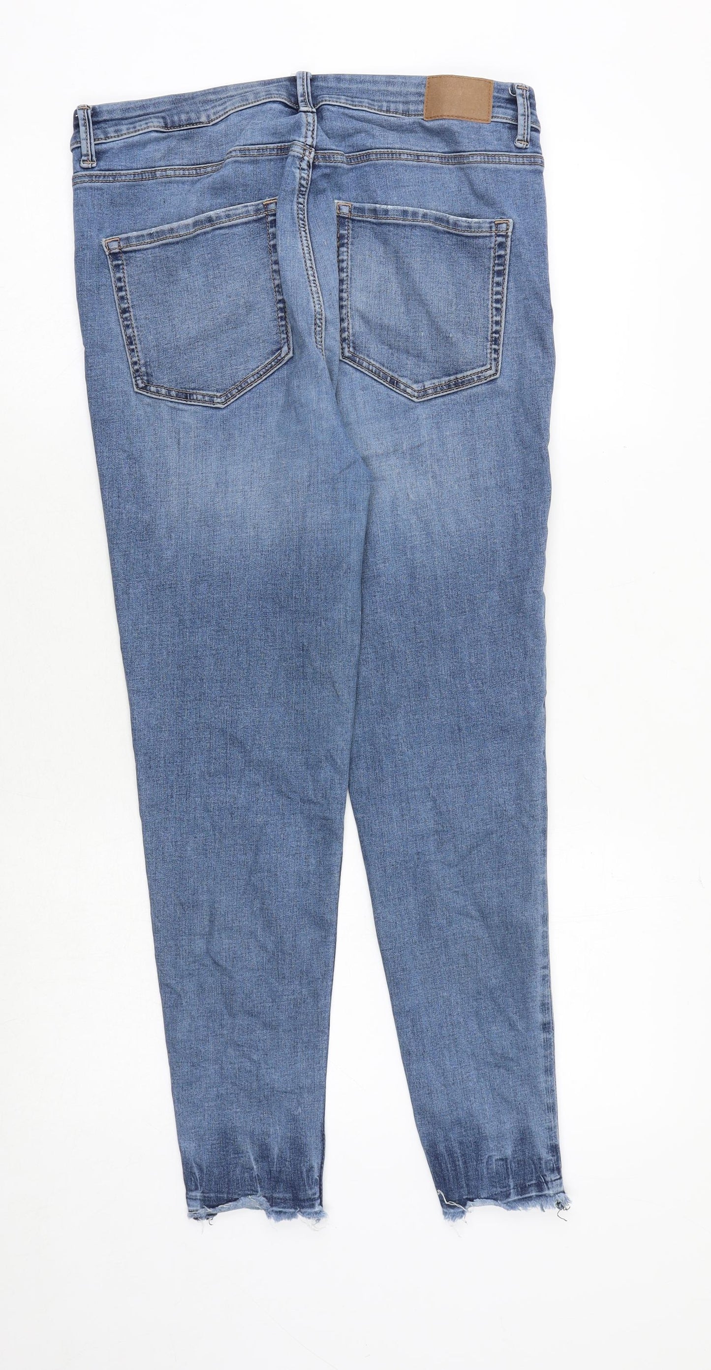 Marks and Spencer Womens Blue Cotton Skinny Jeans Size 12 Regular Zip