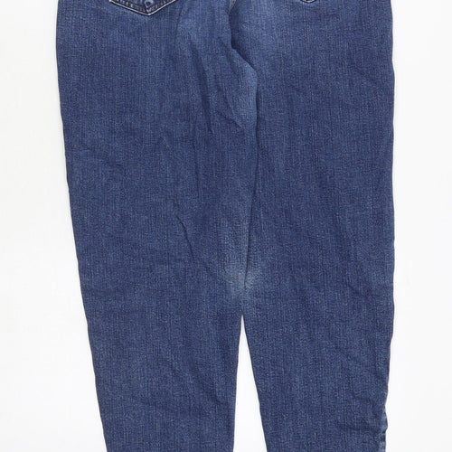 Marks and Spencer Womens Blue Cotton Tapered Jeans Size 12 Regular Zip