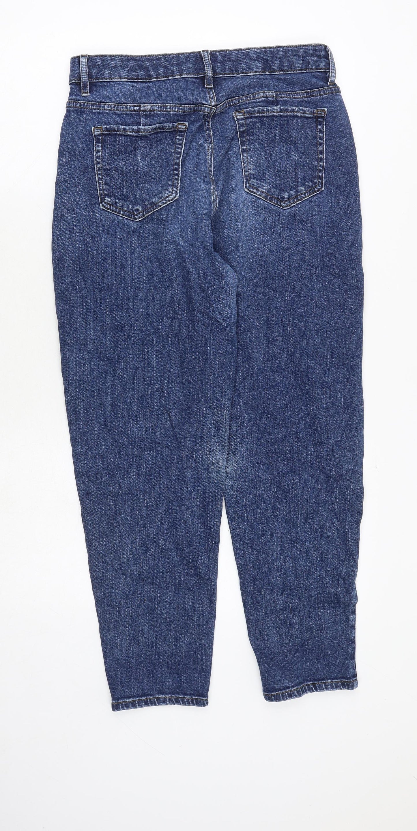 Marks and Spencer Womens Blue Cotton Tapered Jeans Size 12 Regular Zip