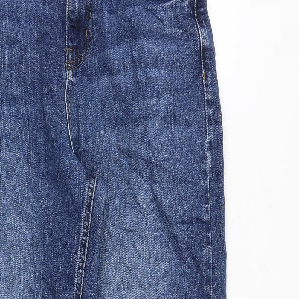 Marks and Spencer Womens Blue Cotton Tapered Jeans Size 12 Regular Zip