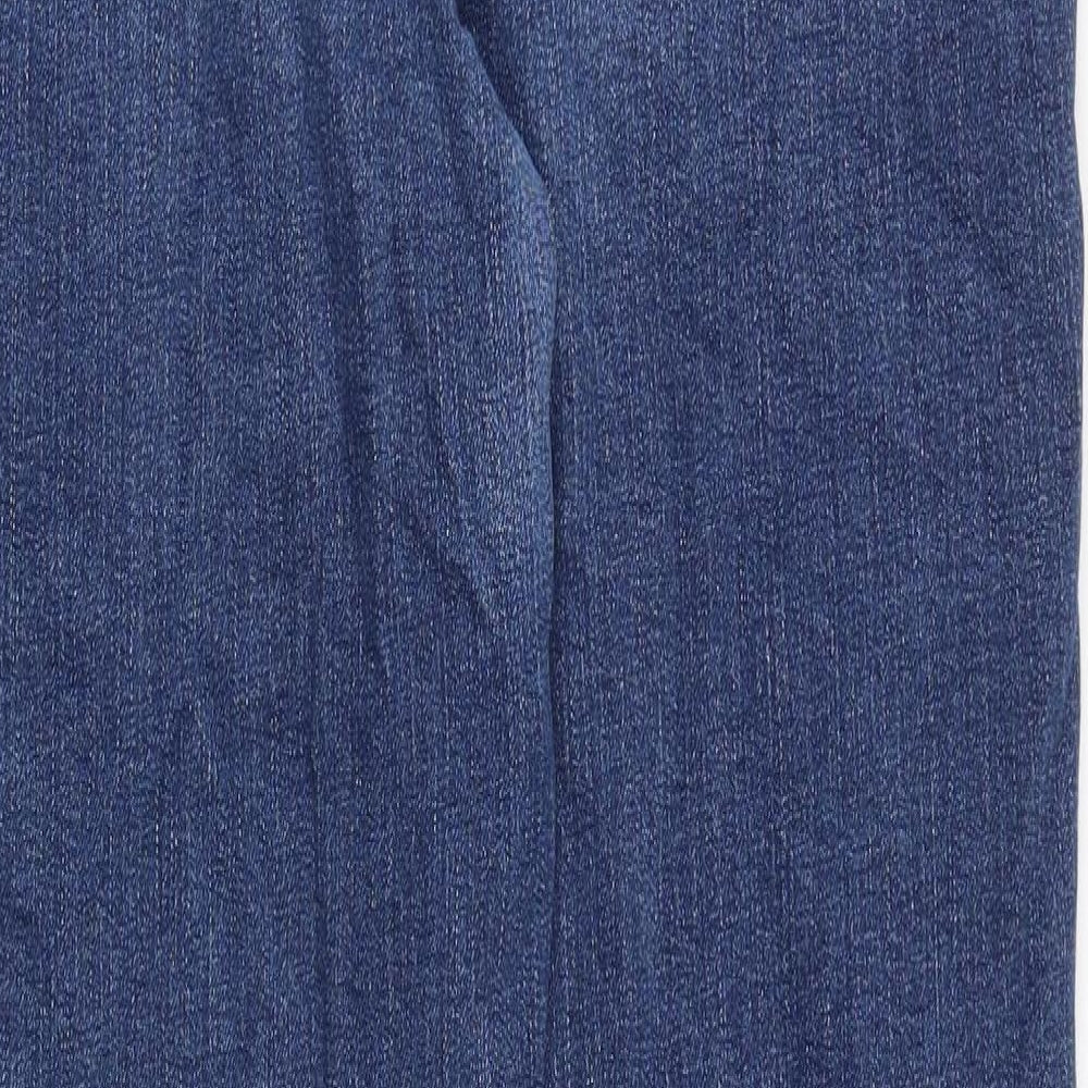 Marks and Spencer Womens Blue Cotton Tapered Jeans Size 12 Regular Zip