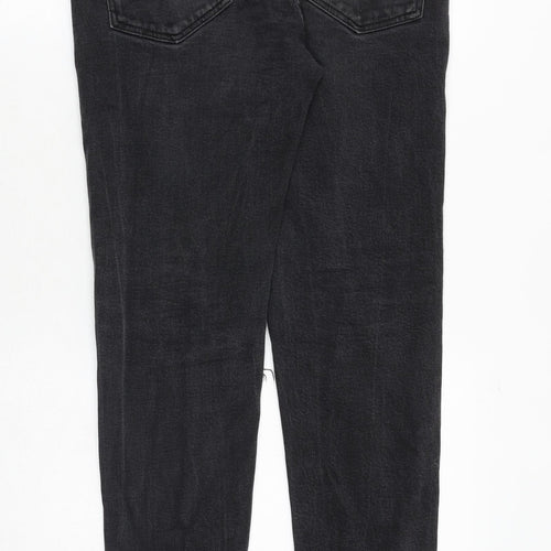 Zara Womens Black Cotton Tapered Jeans Size 14 Regular Zip