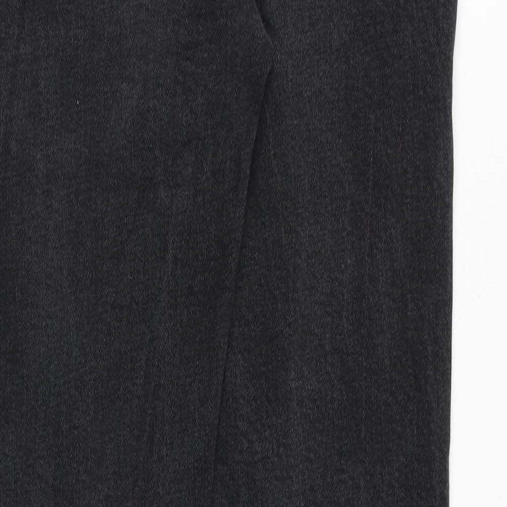 Zara Womens Black Cotton Tapered Jeans Size 14 Regular Zip